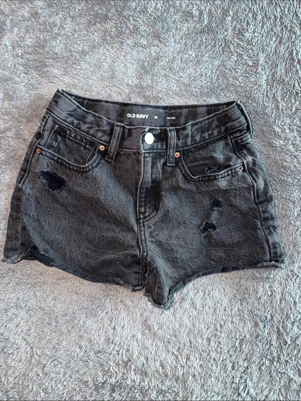 Girls Old Navy Black Distressed high rise Denim Cutoff Shorts